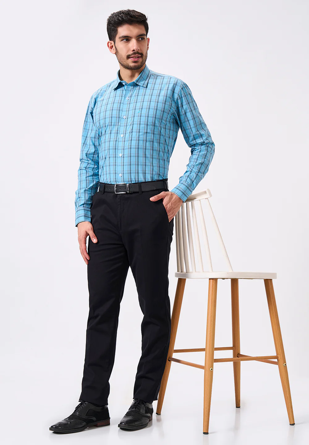 Men Blue Regular Fit Formal Shirt - Image 4