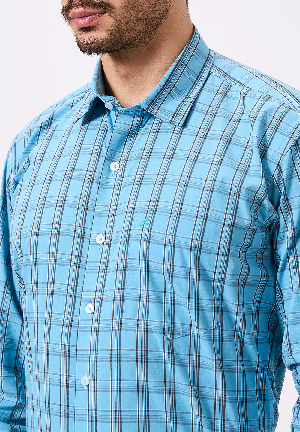 Men Blue Regular Fit Formal Shirt - Image 5