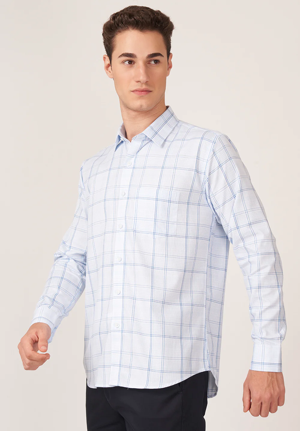 Men Blue Slim Fit Formal Shirt - Image 2