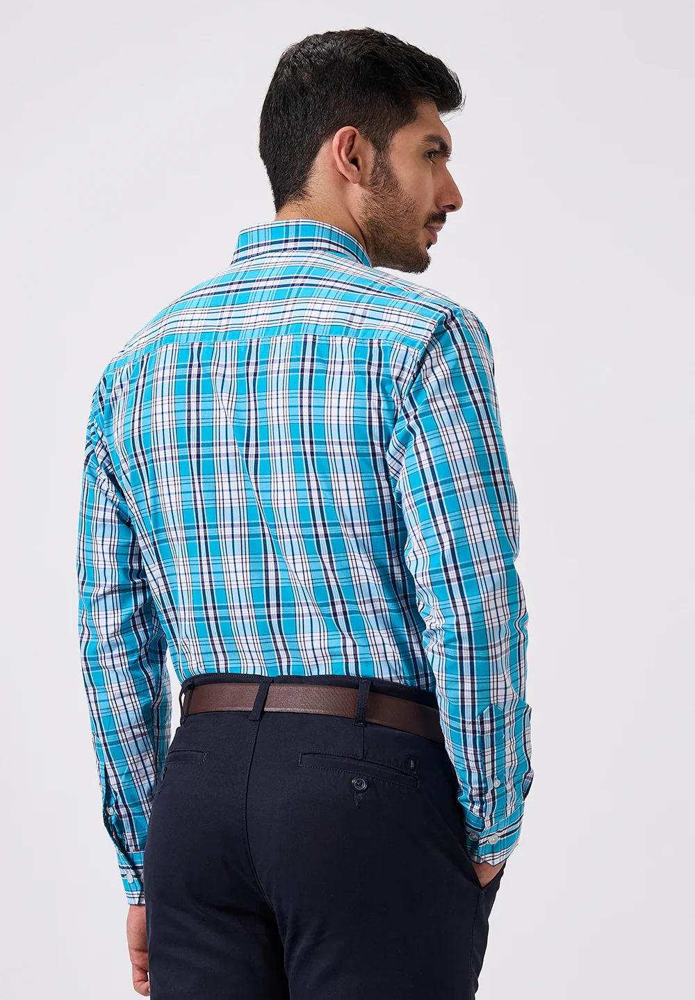Men Blue Slim Fit Formal Shirt - Image 3