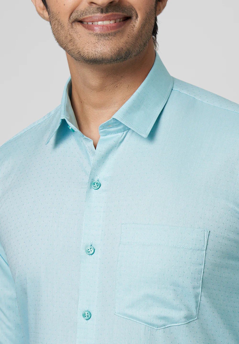 Men Blue Slim Fit Formal Shirt - Image 3