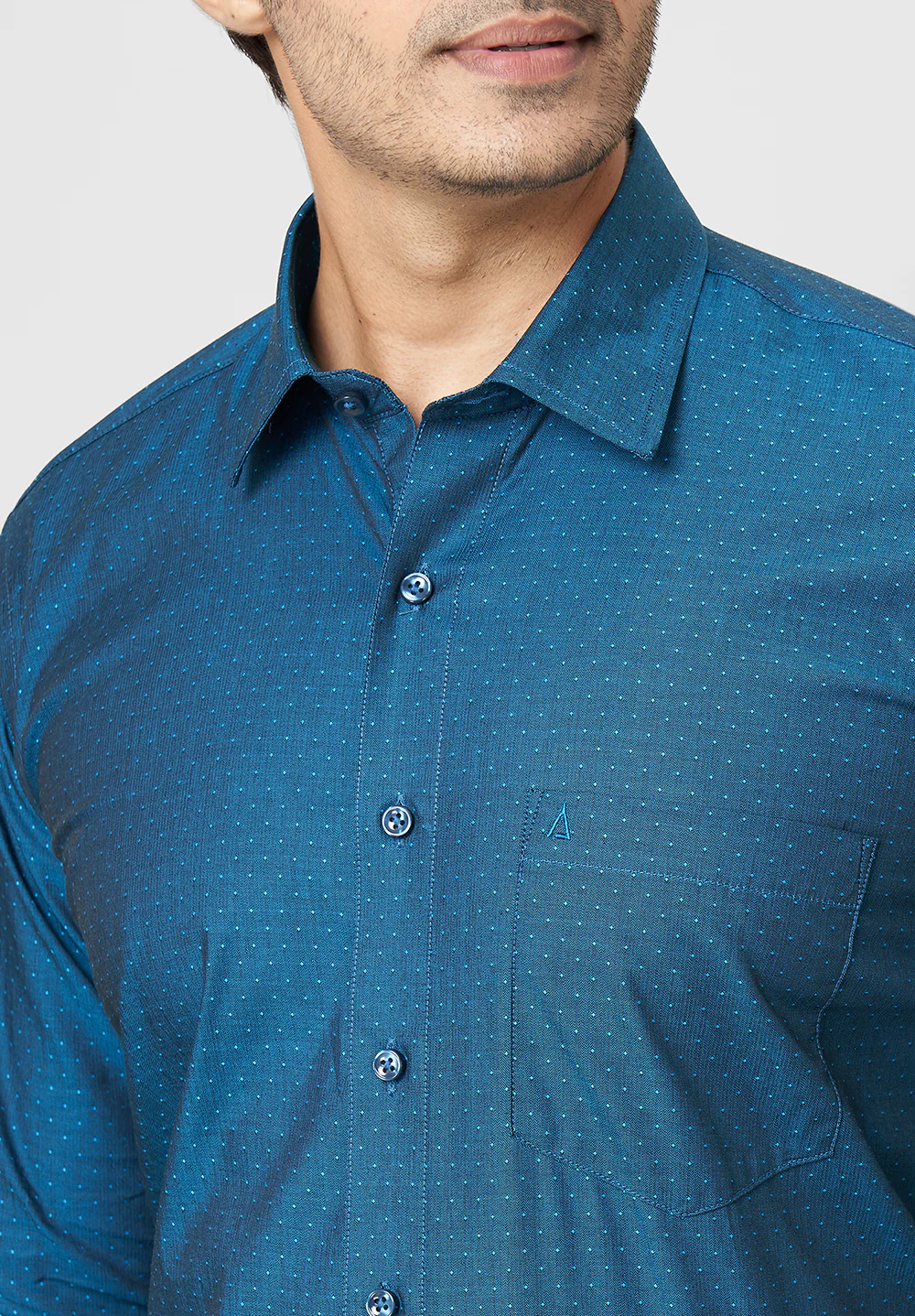 Men Blue Regular Fit Formal Shirt - Image 3