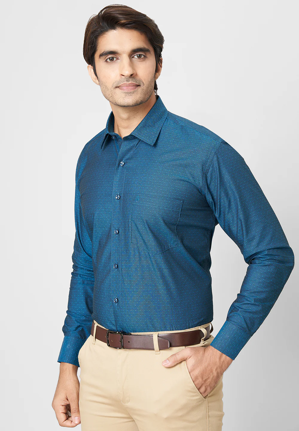 Men Blue Regular Fit Formal Shirt - Image 4