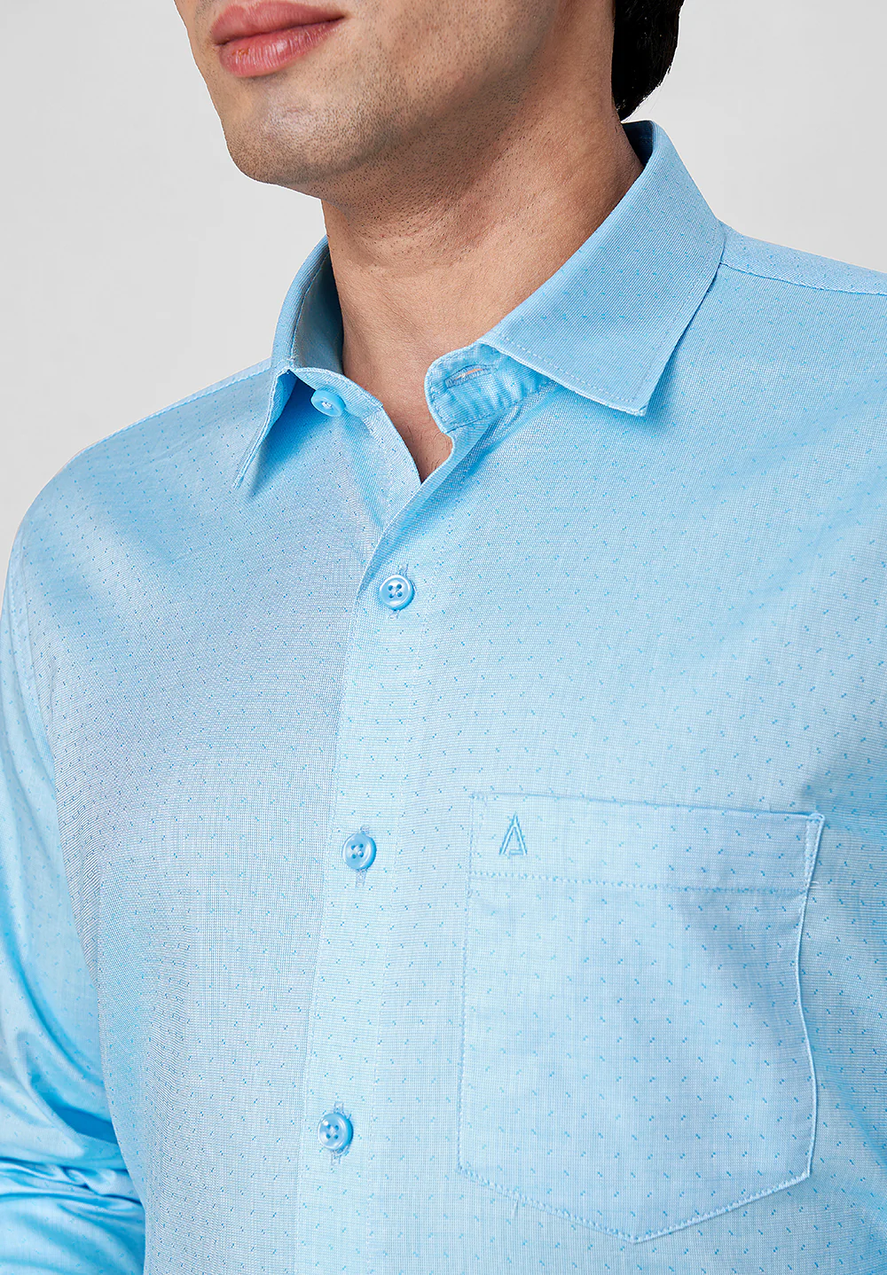 Men Blue Slim Fit Formal Shirt - Image 4