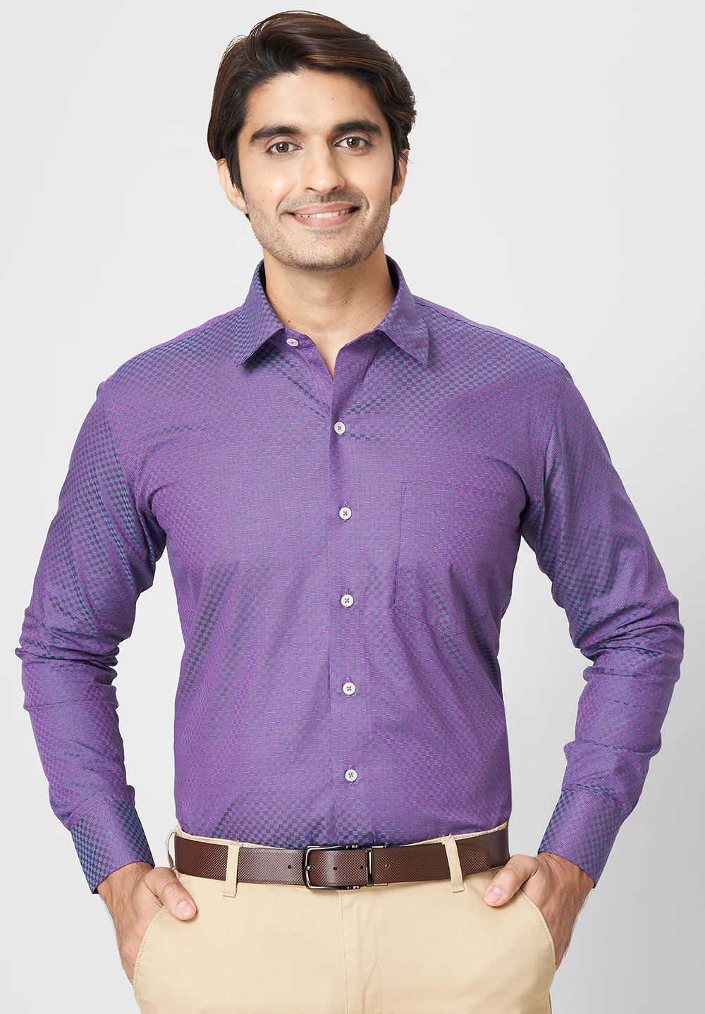 Men Blue Regular Fit Formal Shirt - Image 2