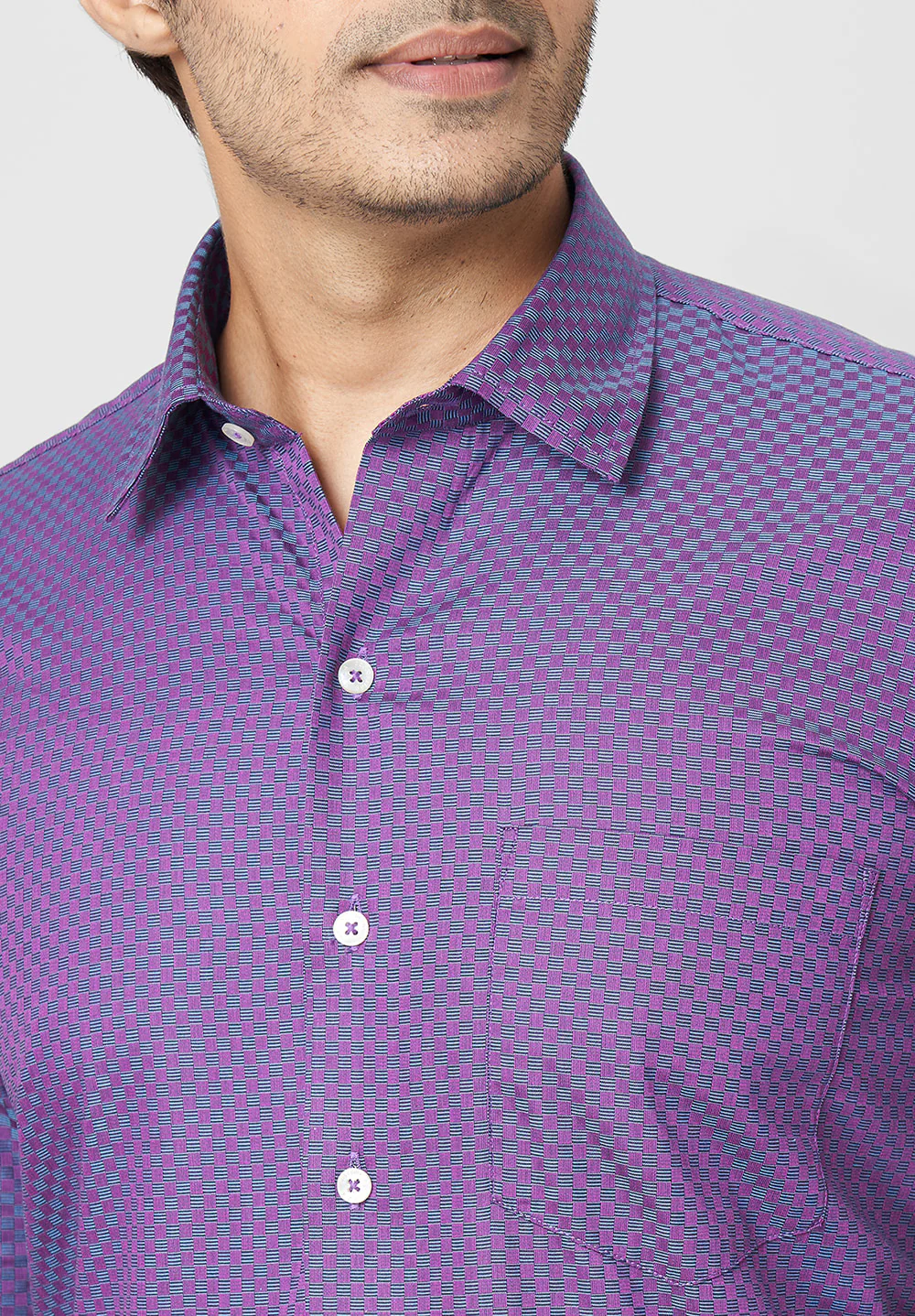 Men Blue Regular Fit Formal Shirt - Image 4