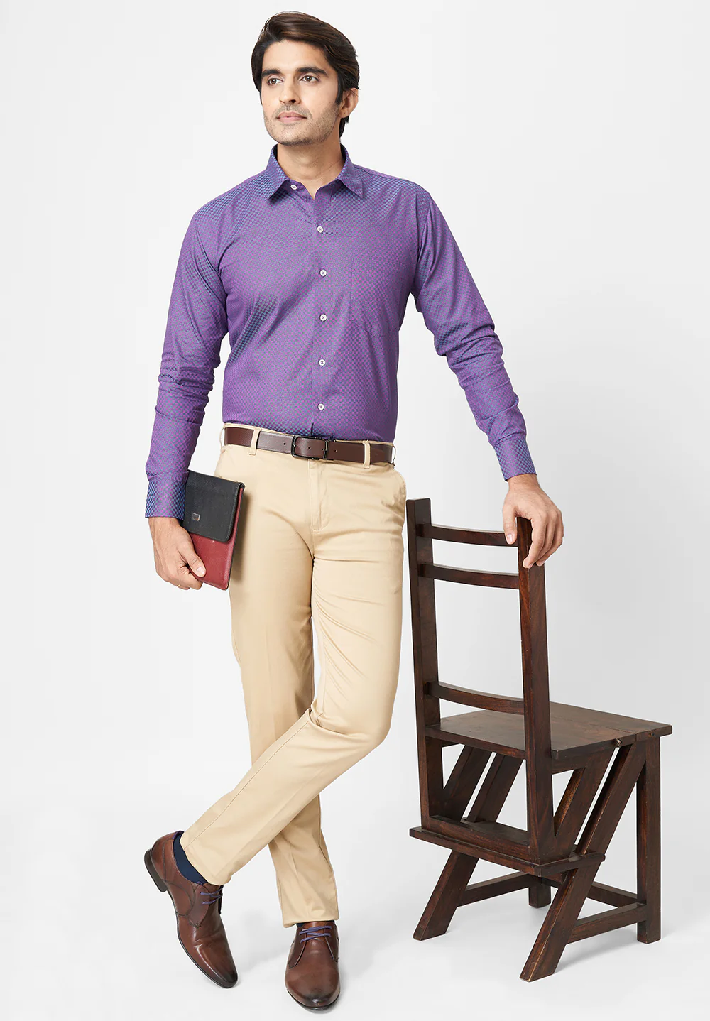 Men Blue Regular Fit Formal Shirt - Image 5