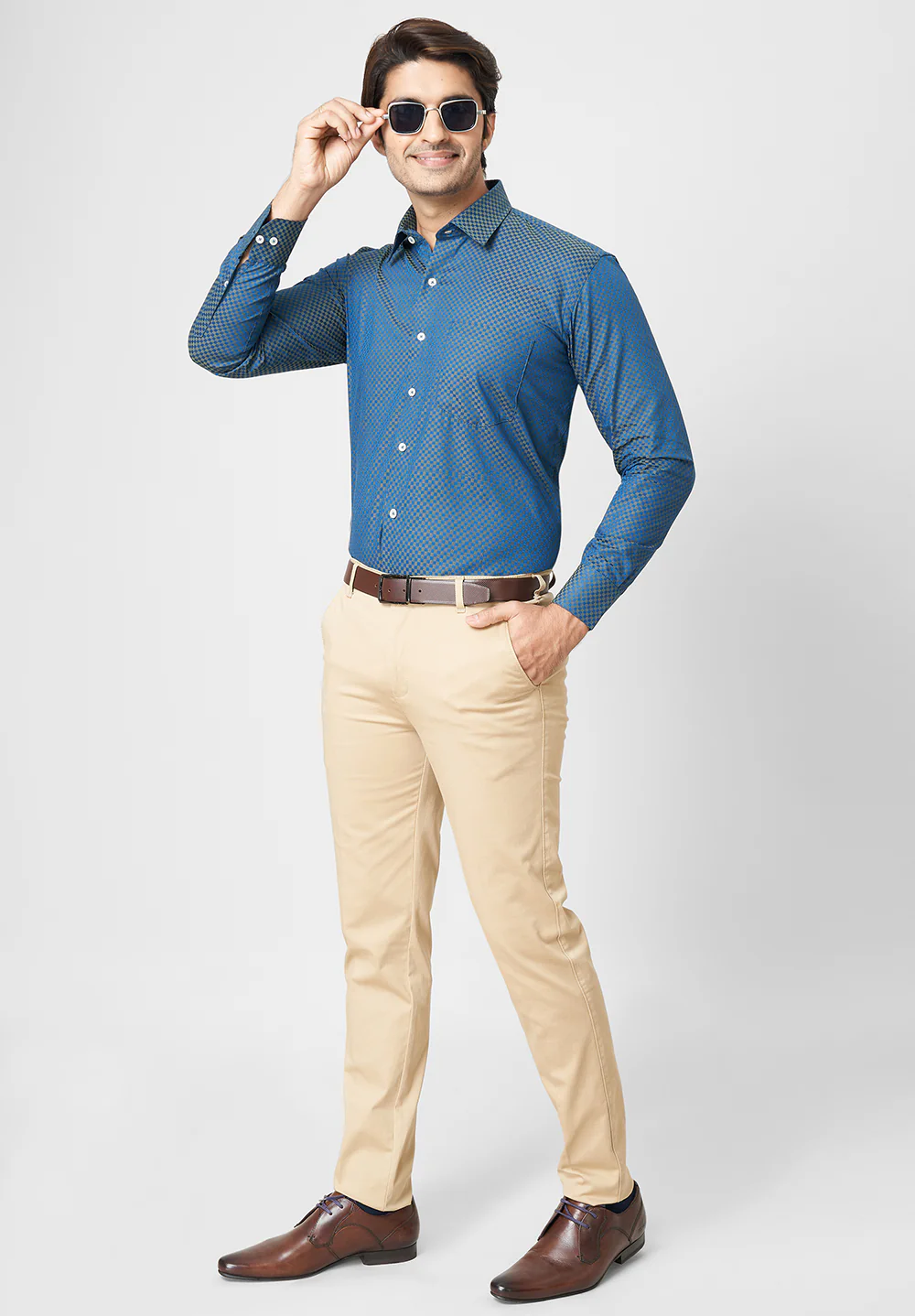 Men Blue Regular Fit Formal Shirt - Image 4