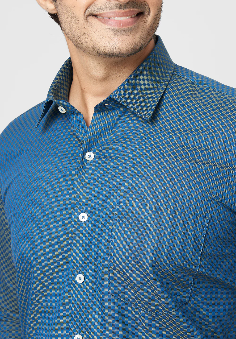 Men Blue Regular Fit Formal Shirt - Image 5