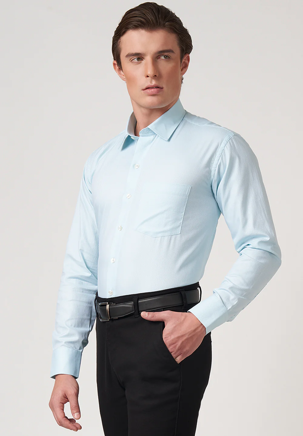 Men Blue Regular Fit Formal Shirt - Image 3