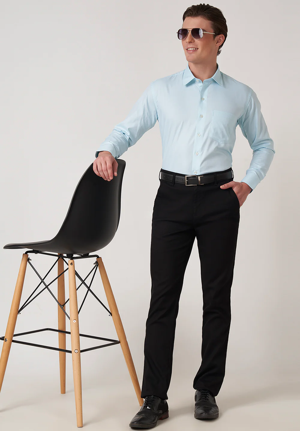 Men Blue Regular Fit Formal Shirt - Image 5