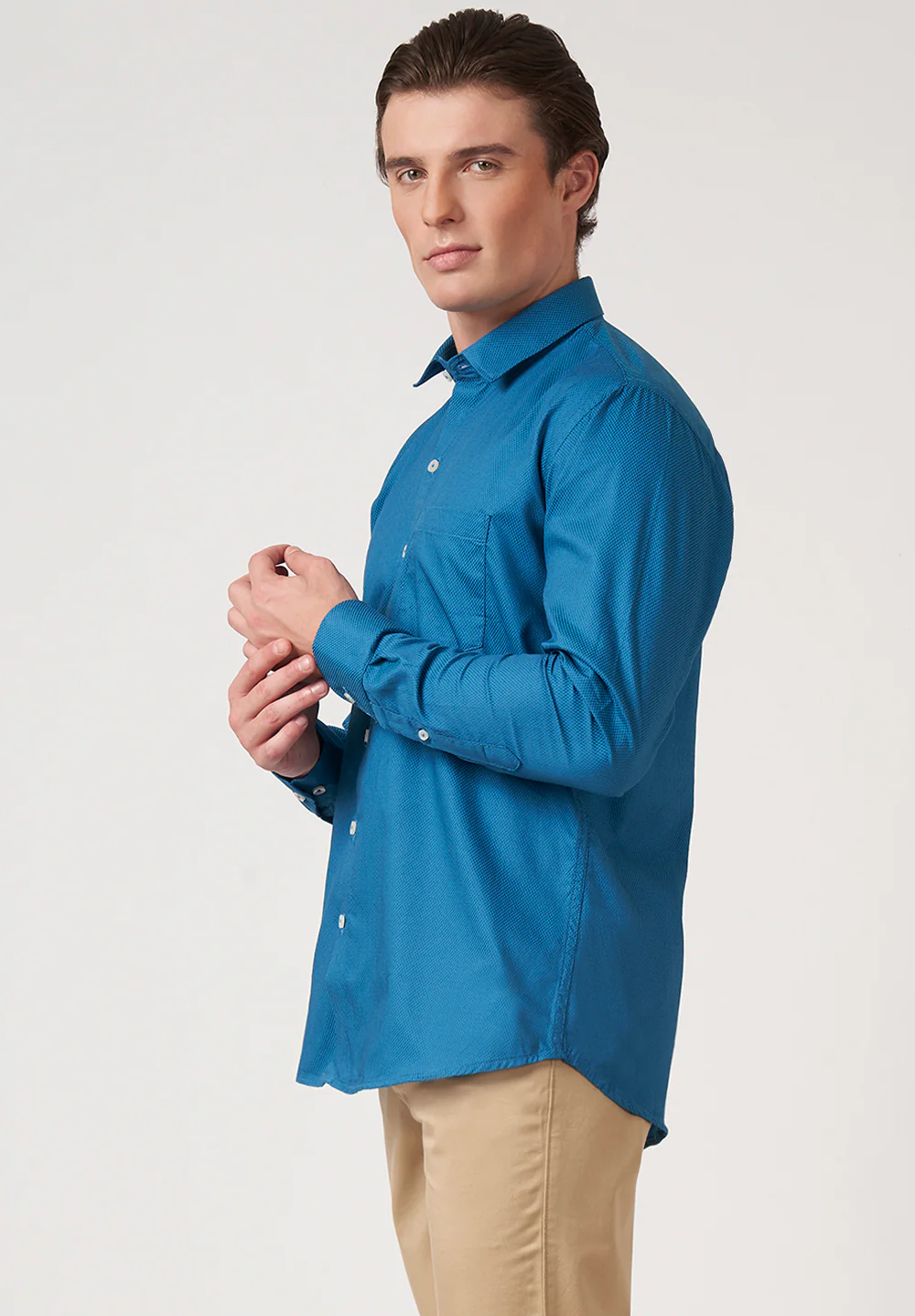 Men Blue Slim Fit Formal Shirt - Image 2