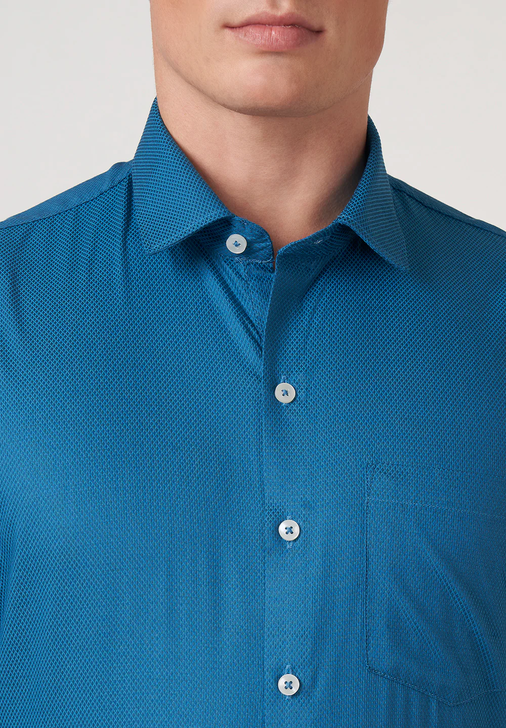 Men Blue Slim Fit Formal Shirt - Image 5