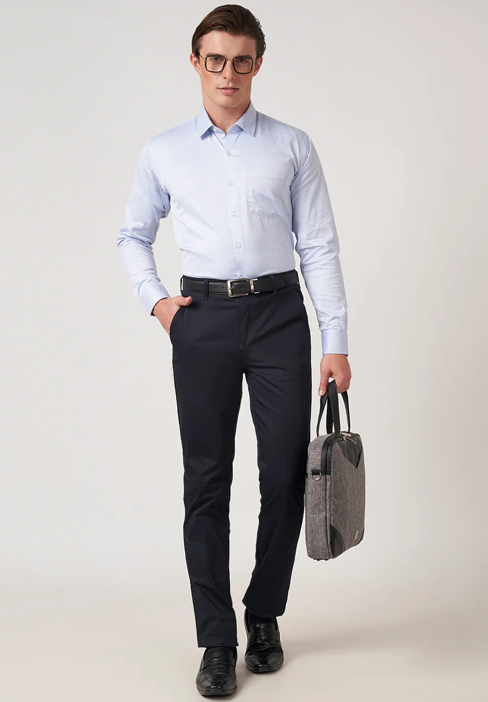Men Blue Slim Fit Formal Shirt - Image 5