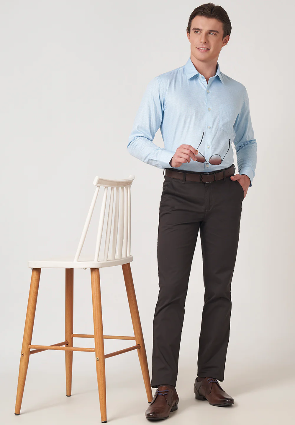 Men Blue Slim Fit Formal Shirt - Image 4