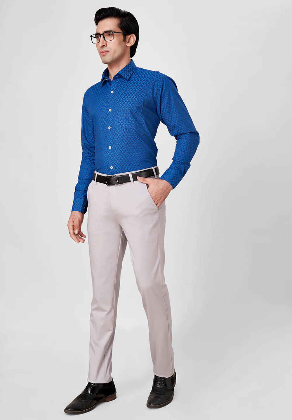 Men Blue Slim Fit Formal Shirt - Image 5