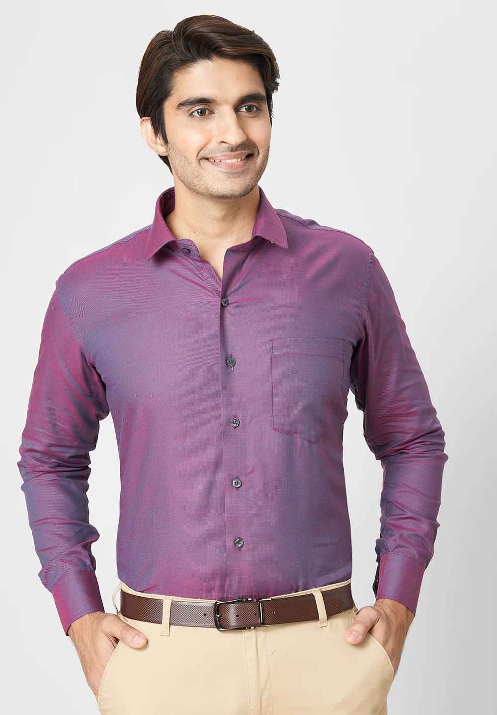 Men Blue Regular Fit Formal Shirt - Image 2