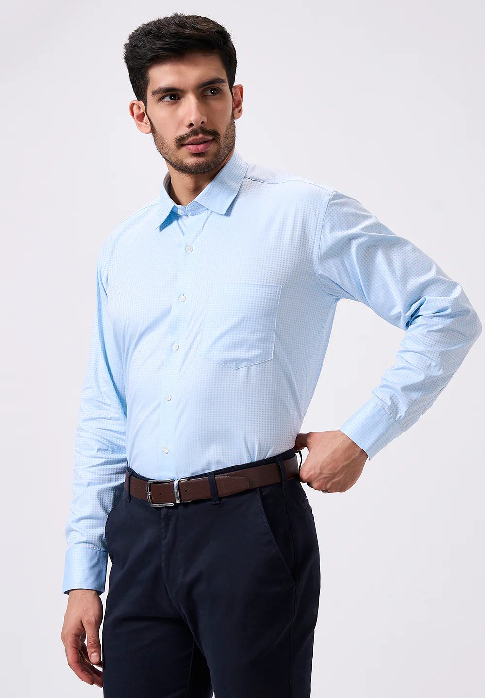 Men Blue Regular Fit Formal Shirt - Image 3