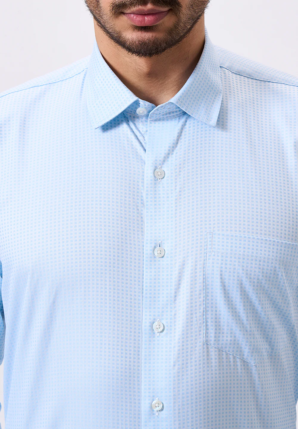 Men Blue Regular Fit Formal Shirt - Image 4