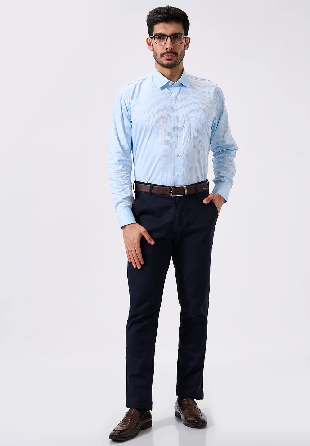 Men Blue Regular Fit Formal Shirt - Image 5