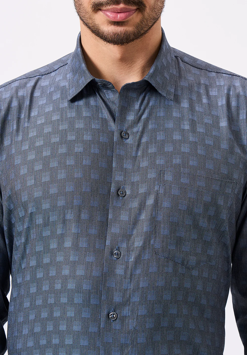 Men Blue Regular Fit Formal Shirt - Image 4