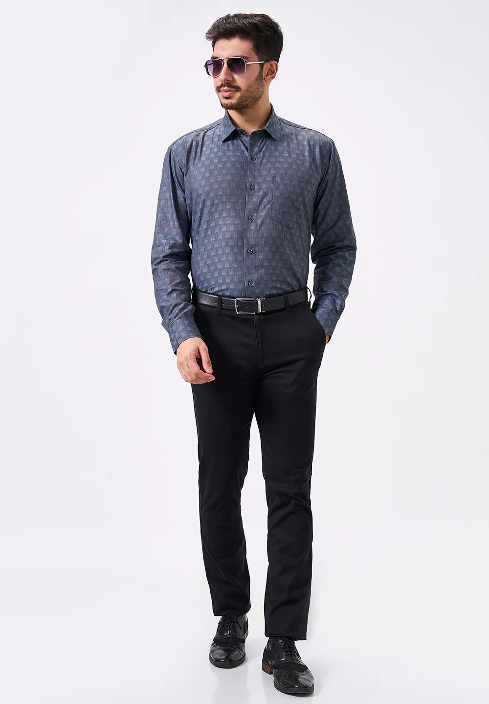 Men Blue Regular Fit Formal Shirt - Image 5
