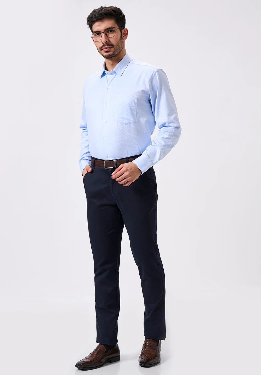 Men Blue Regular Fit Formal Shirt - Image 5