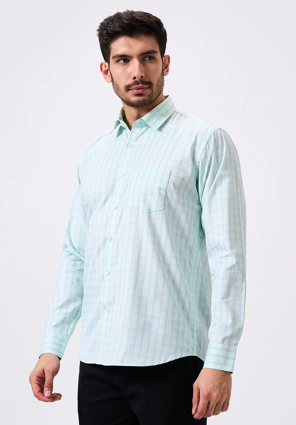 Men Blue Slim Fit Formal Shirt - Image 2
