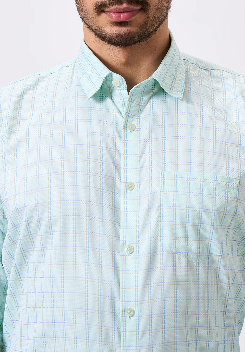 Men Blue Slim Fit Formal Shirt - Image 4