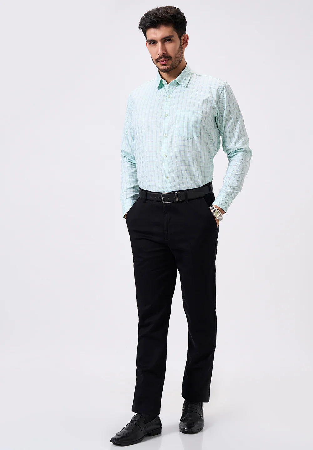 Men Blue Slim Fit Formal Shirt - Image 5