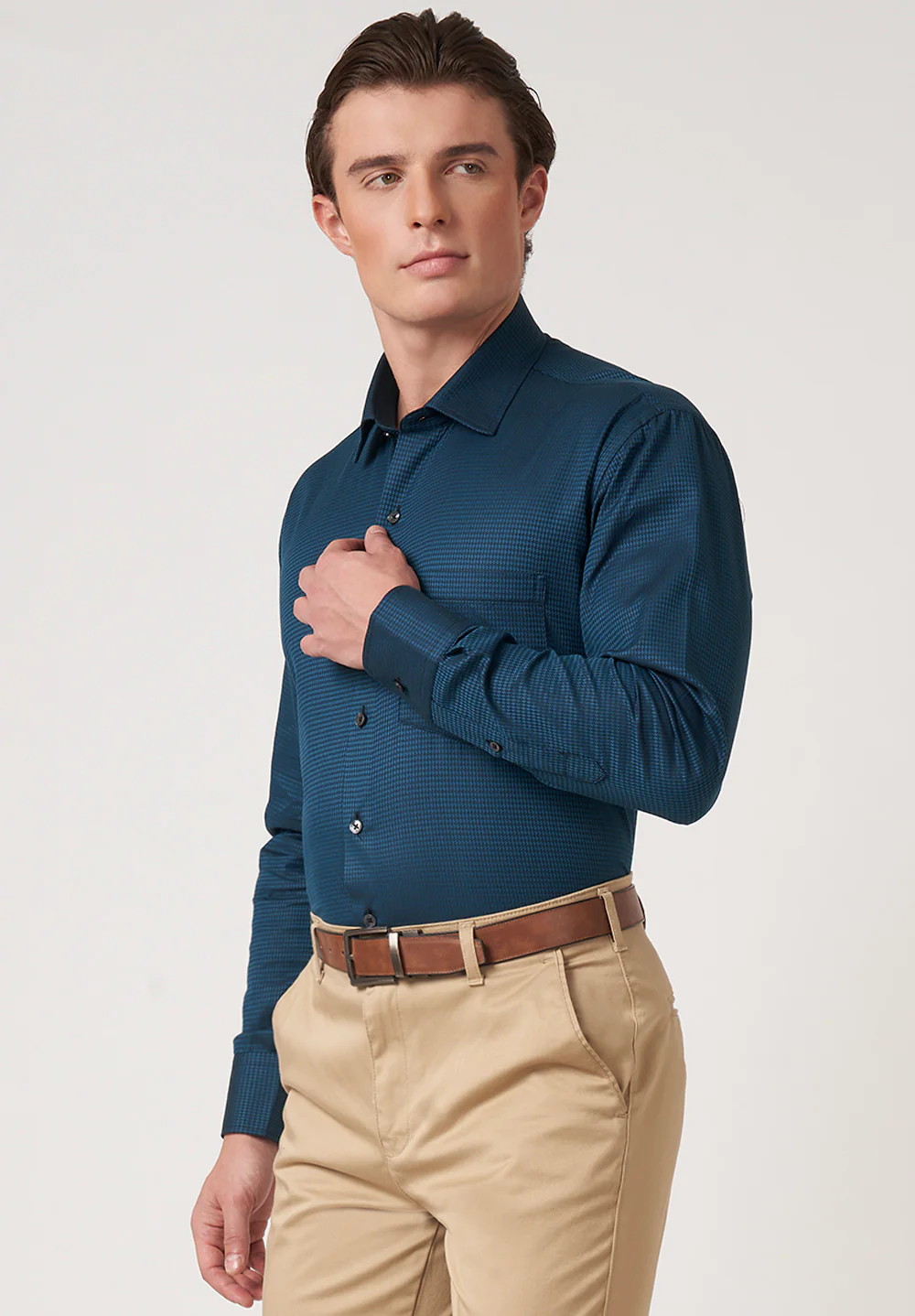 Men Blue Regular Fit Formal Shirt - Image 3
