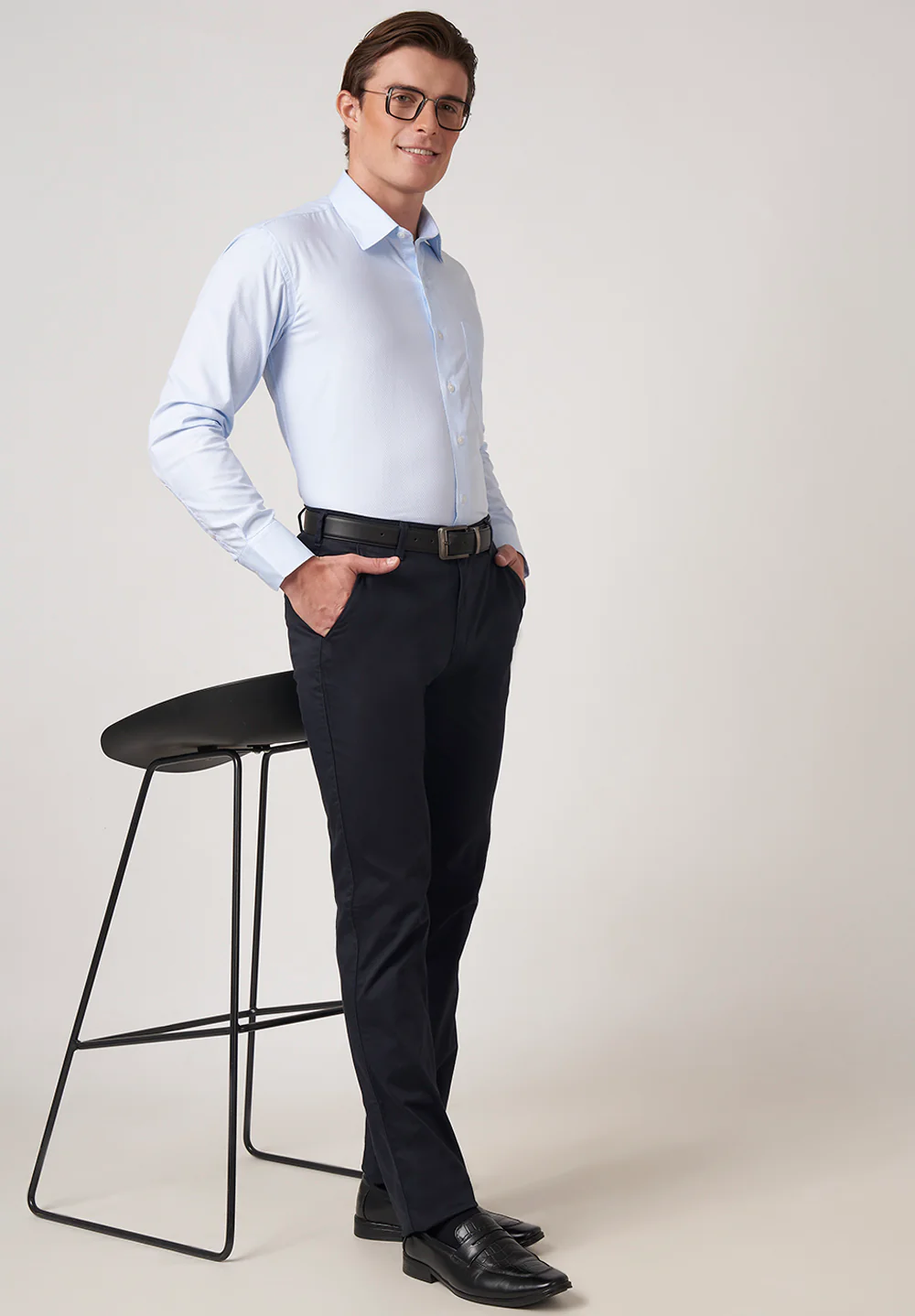 Men Blue Regular Fit Formal Shirt - Image 4