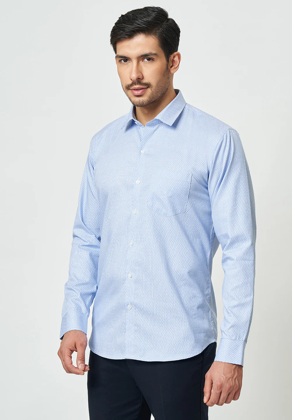 Men Blue Slim Fit Formal Shirt - Image 2