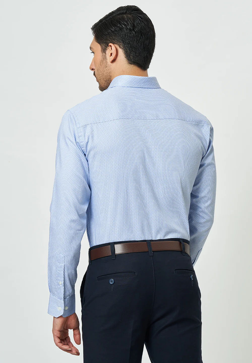 Men Blue Slim Fit Formal Shirt - Image 3