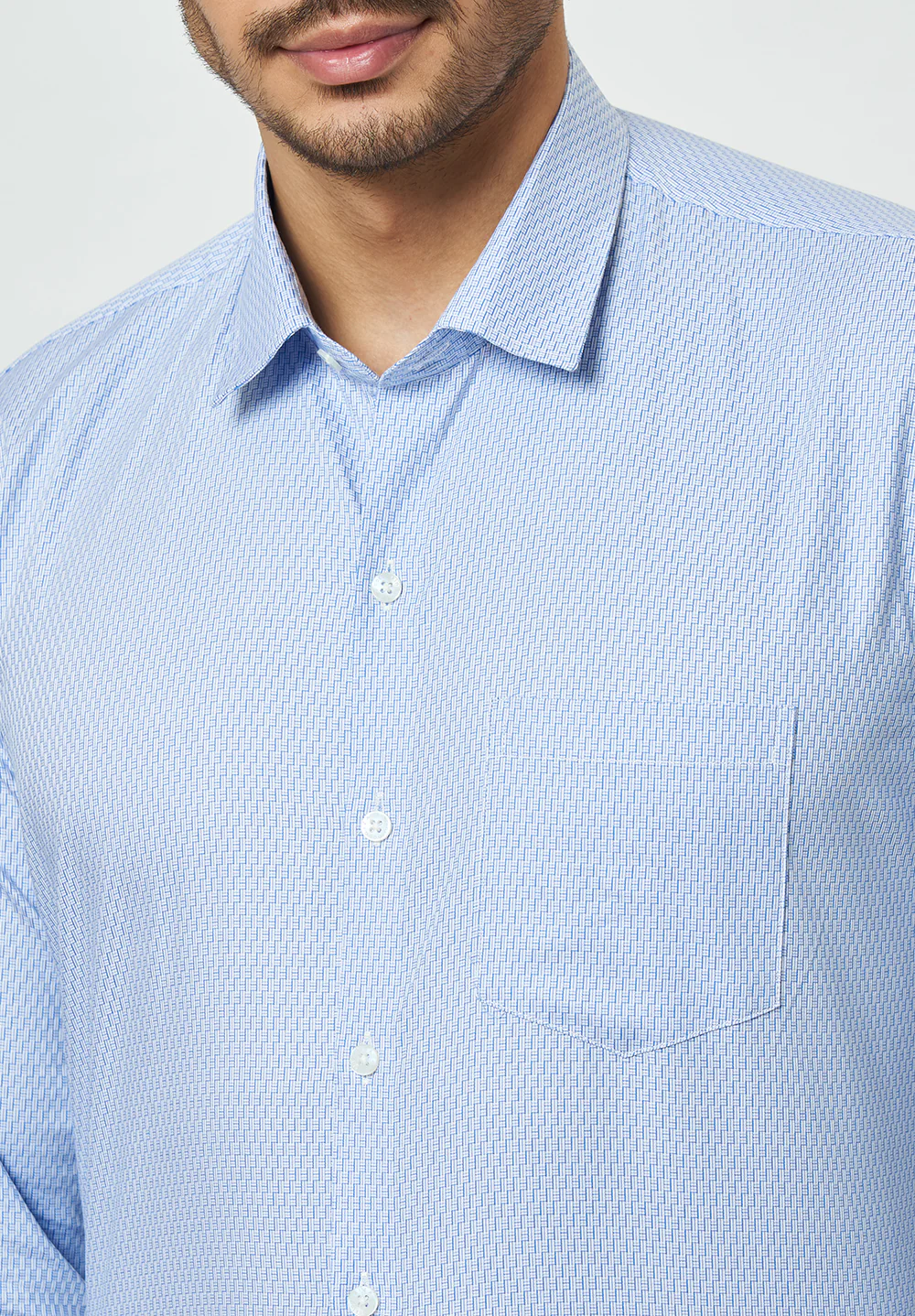 Men Blue Slim Fit Formal Shirt - Image 4