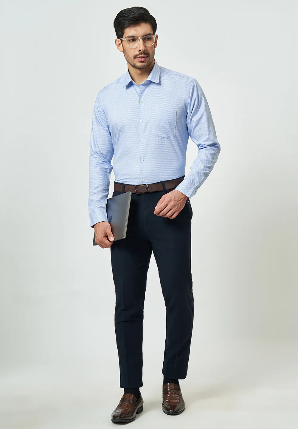 Men Blue Slim Fit Formal Shirt - Image 5