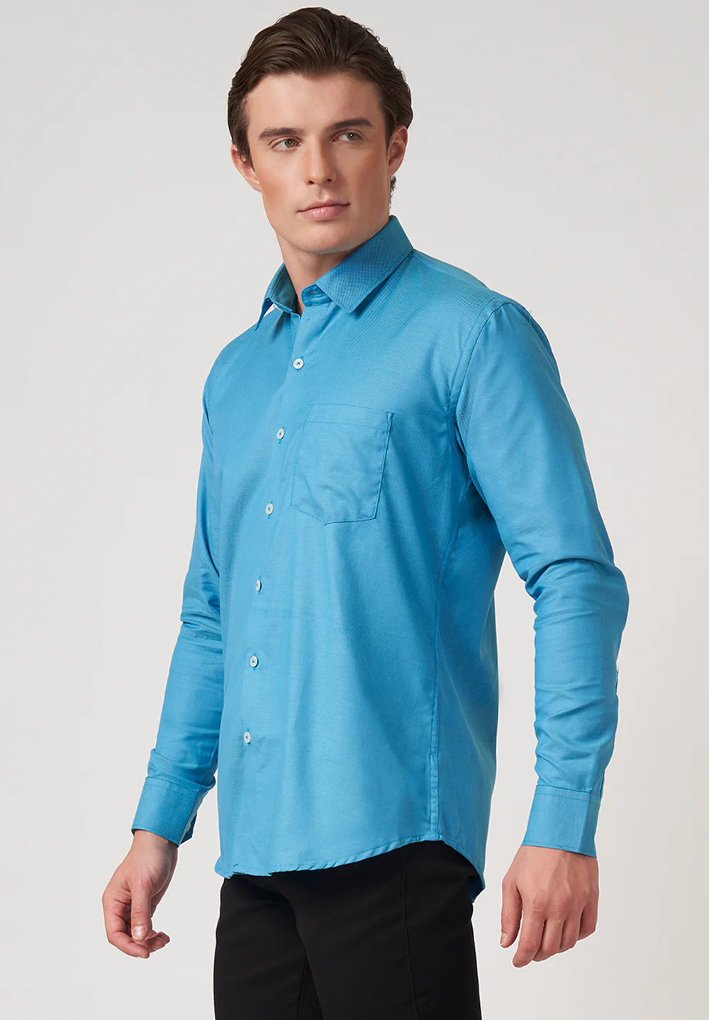 Men Blue Slim Fit Formal Shirt - Image 2