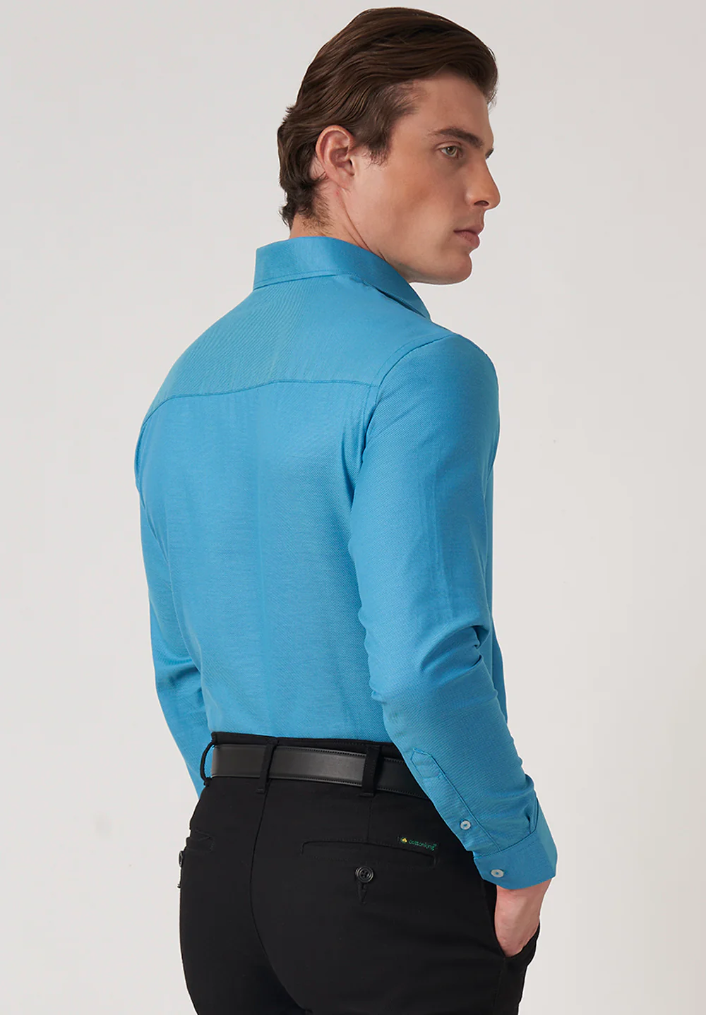 Men Blue Slim Fit Formal Shirt - Image 3