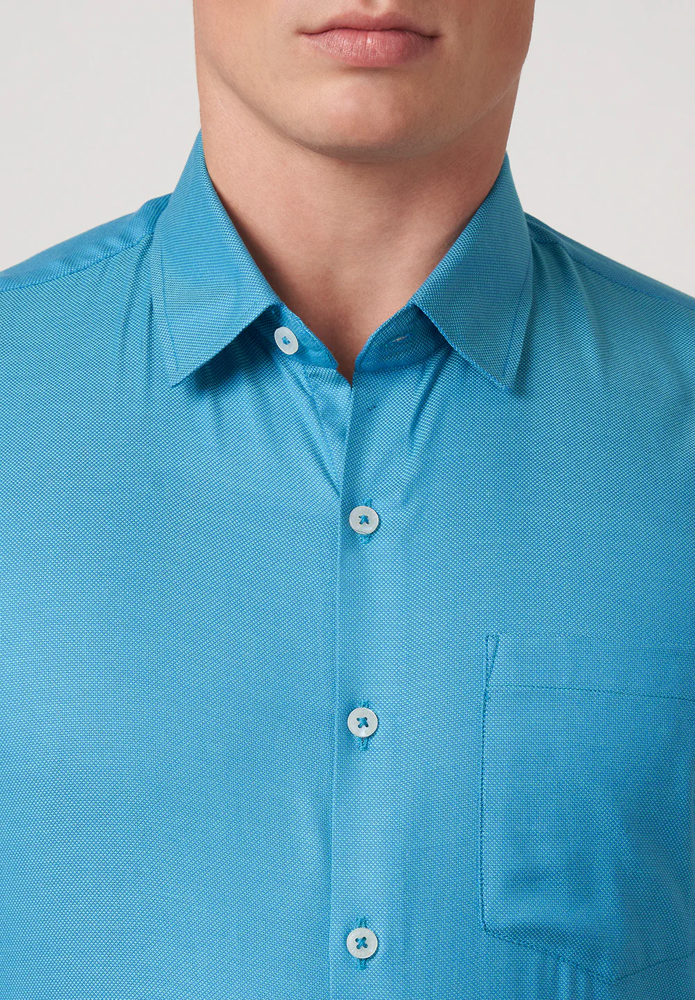 Men Blue Slim Fit Formal Shirt - Image 4