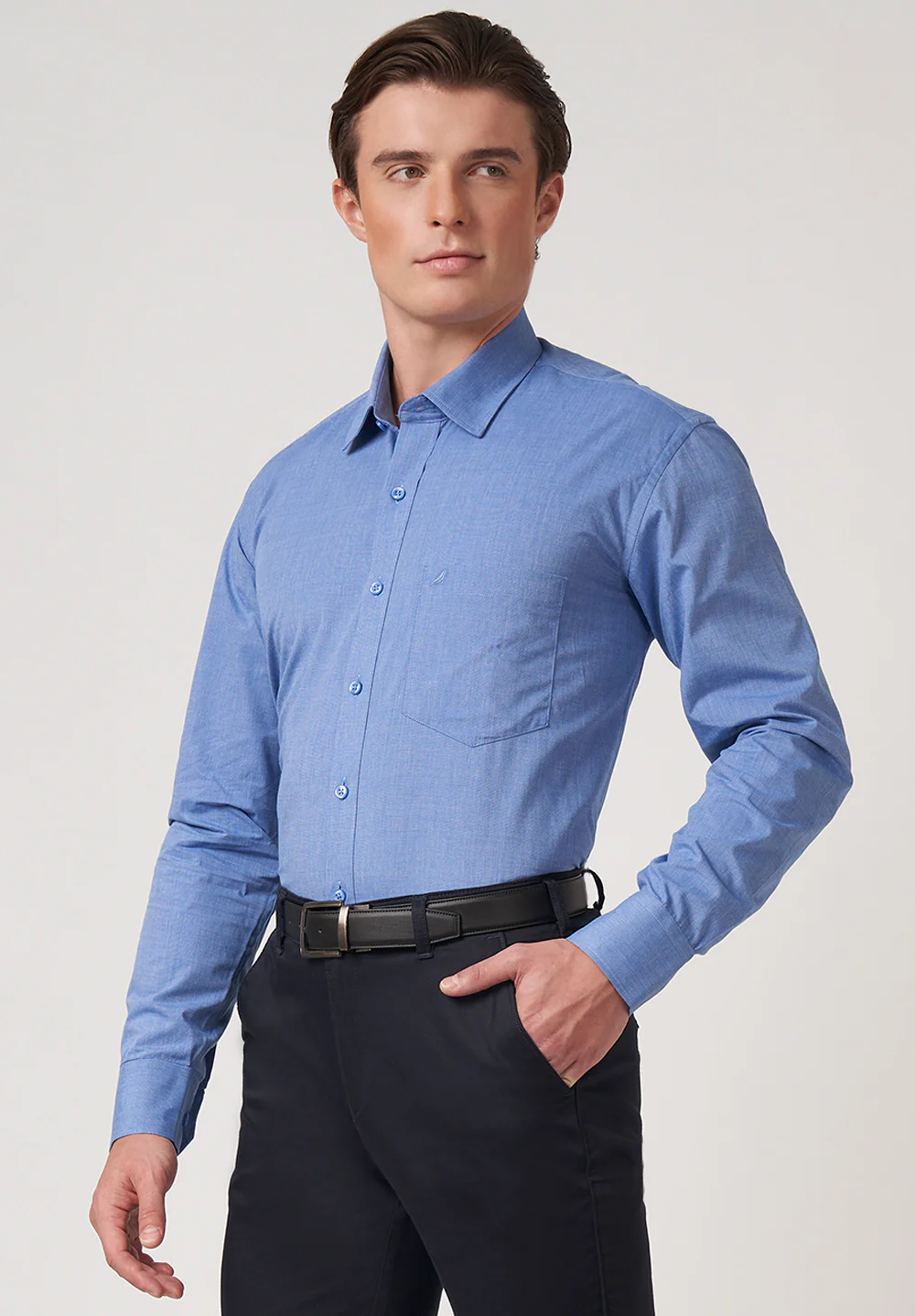 Men Blue Regular Fit Formal Shirt - Image 4