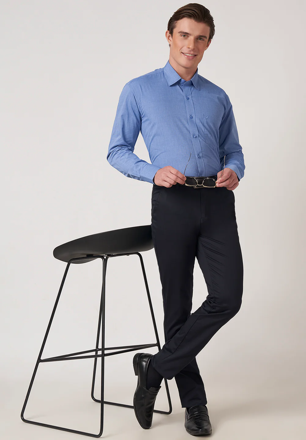 Men Blue Regular Fit Formal Shirt - Image 5