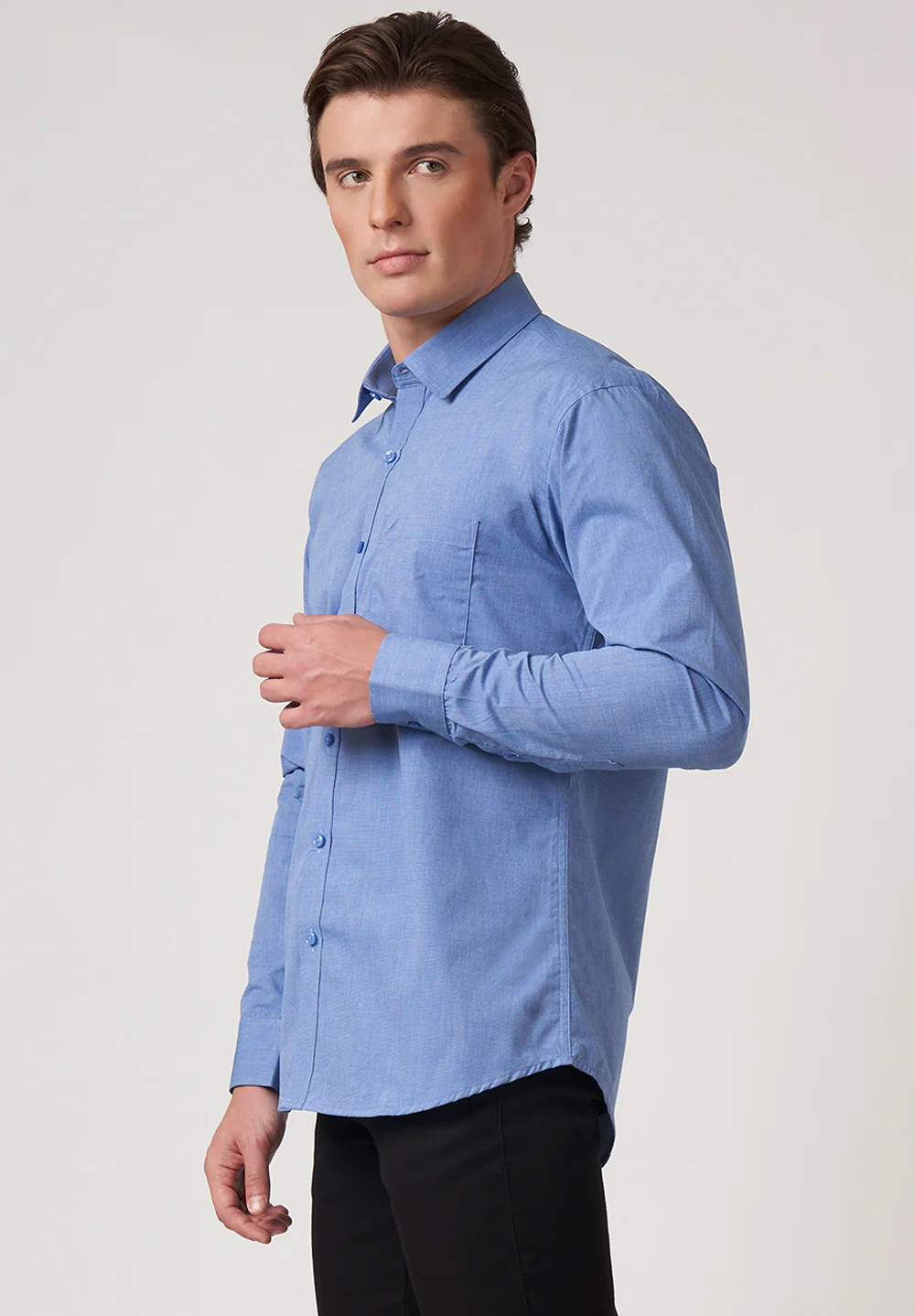 Men Blue Slim Fit Formal Shirt - Image 2