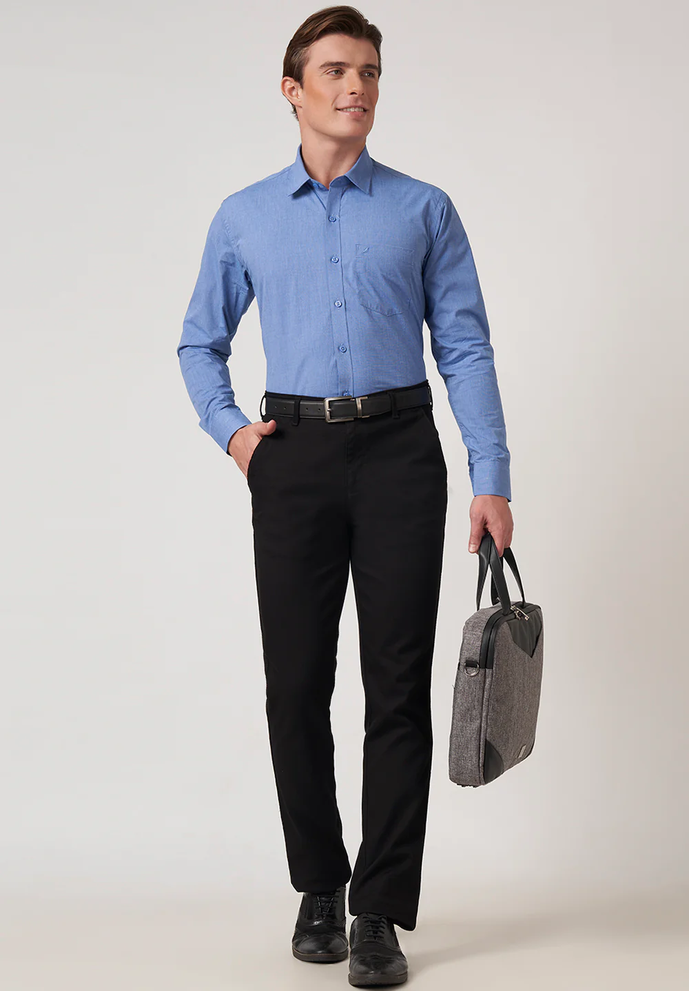 Men Blue Slim Fit Formal Shirt - Image 4