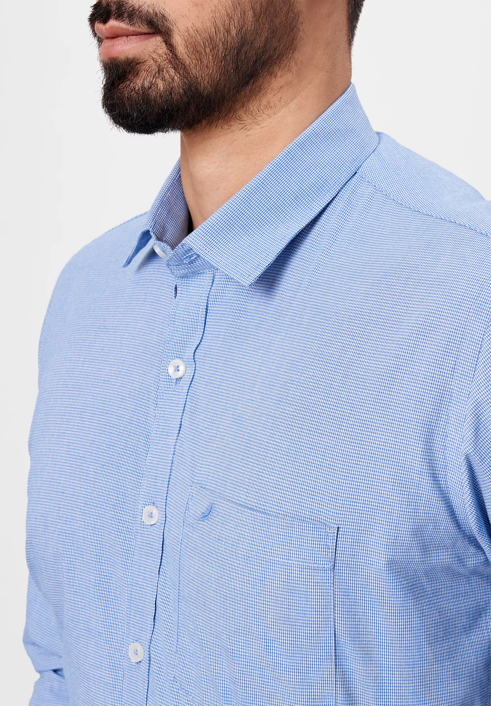 Men Blue Slim Fit Formal Shirt - Image 3
