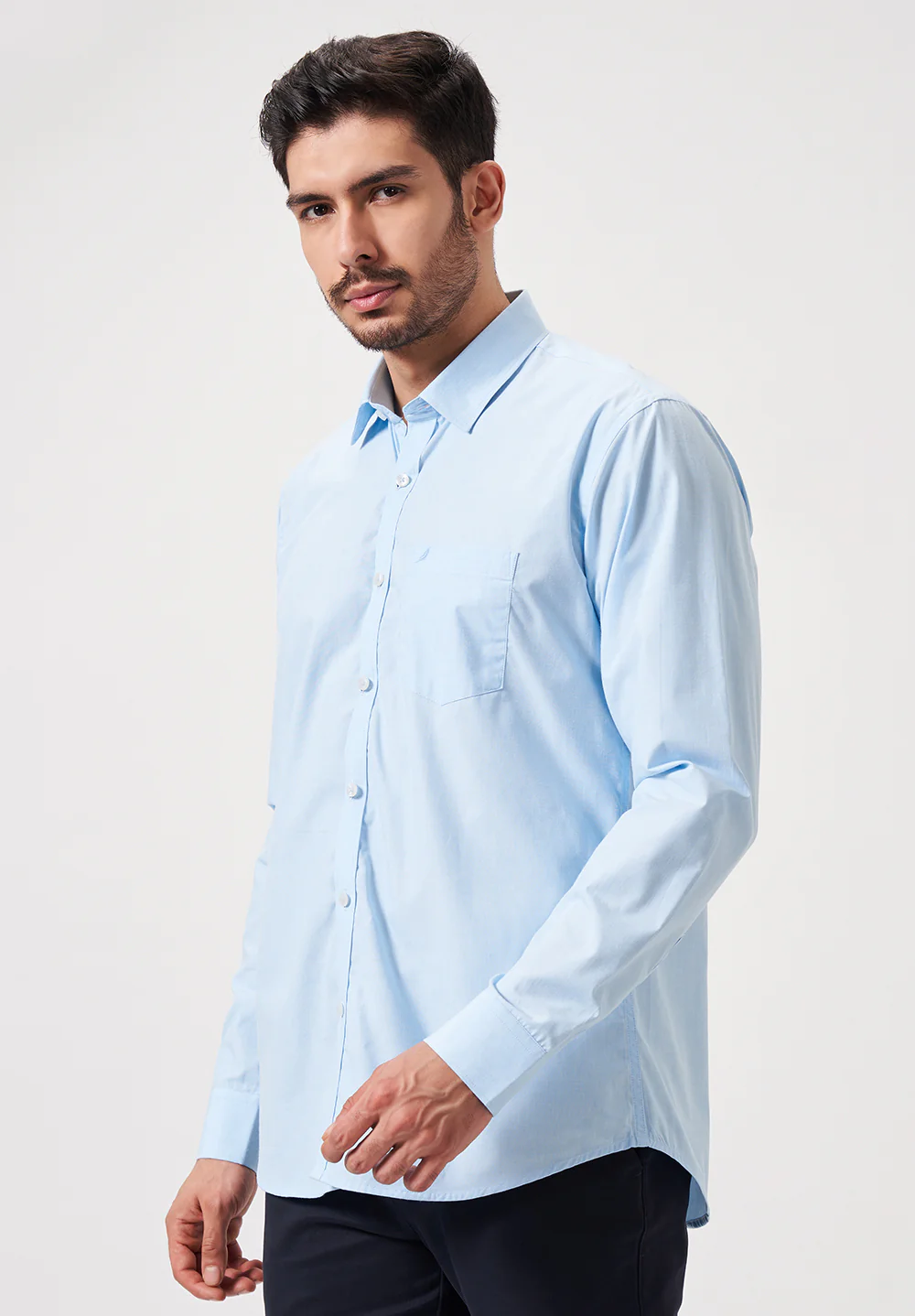 Men Blue Slim Fit Formal Shirt - Image 2