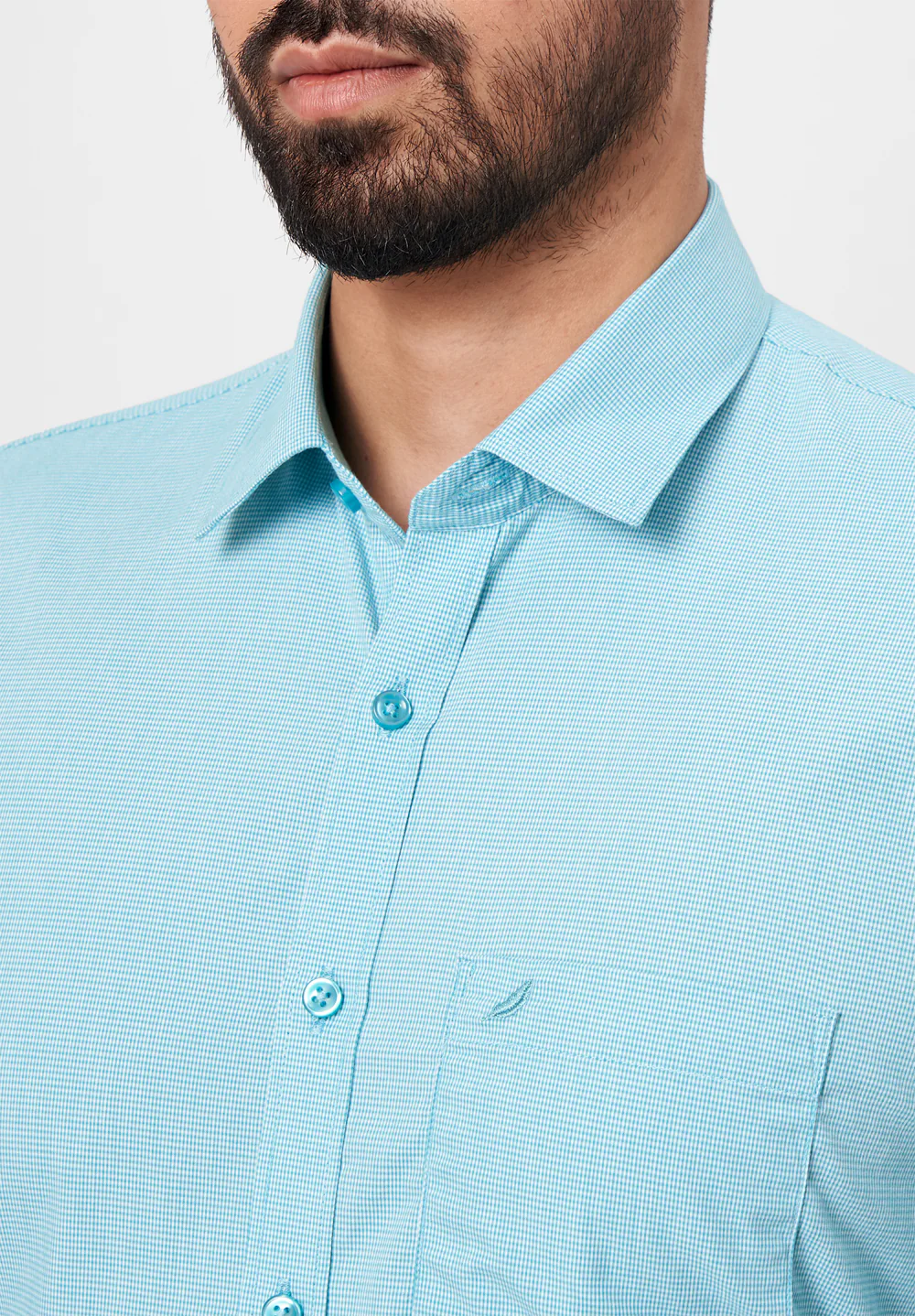 Men Blue Slim Fit Formal Shirt - Image 3