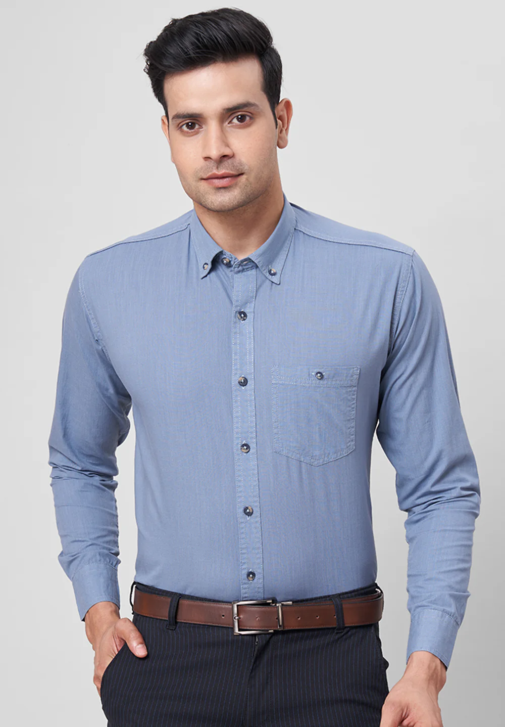 Men Blue Slim Fit Formal Shirt