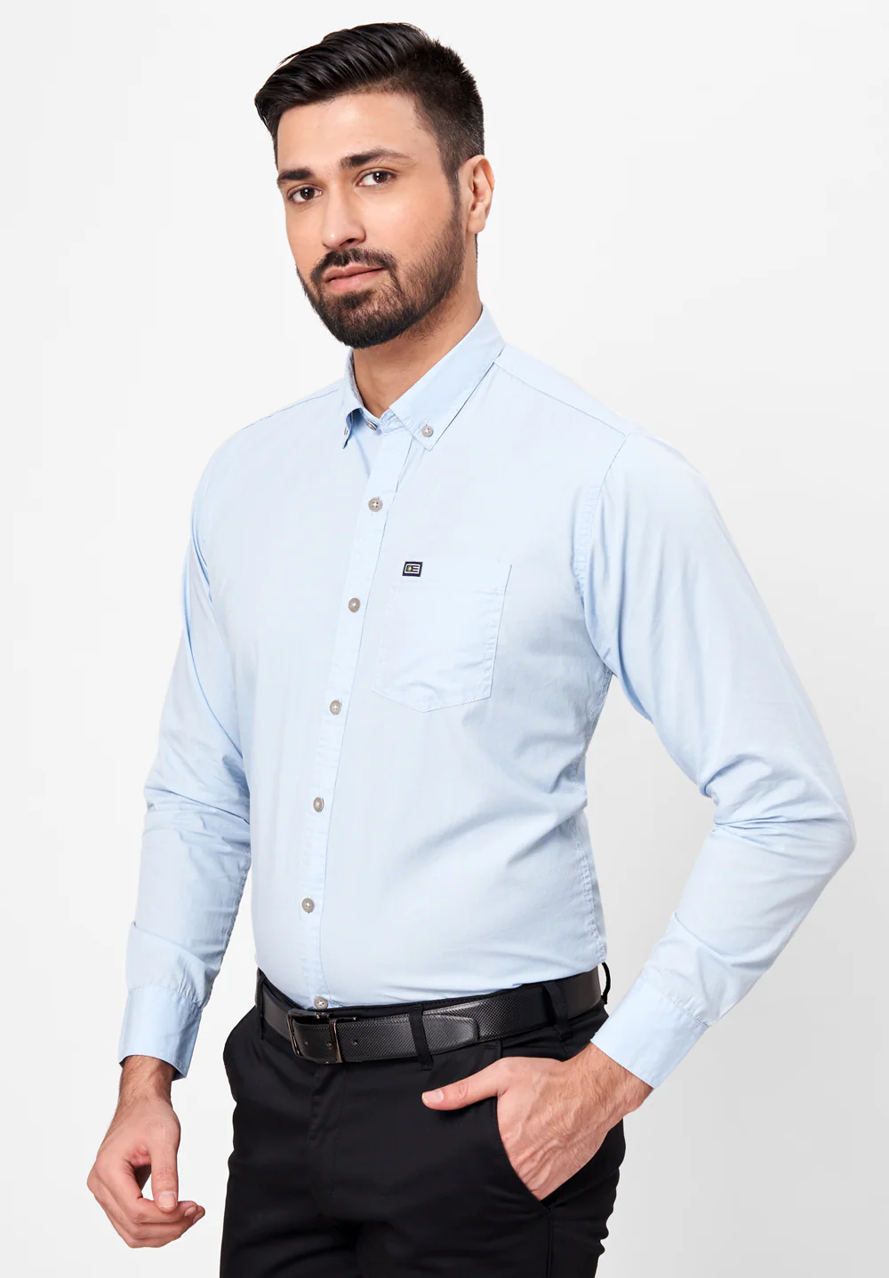 Men Blue Slim Fit Formal Shirt - Image 3