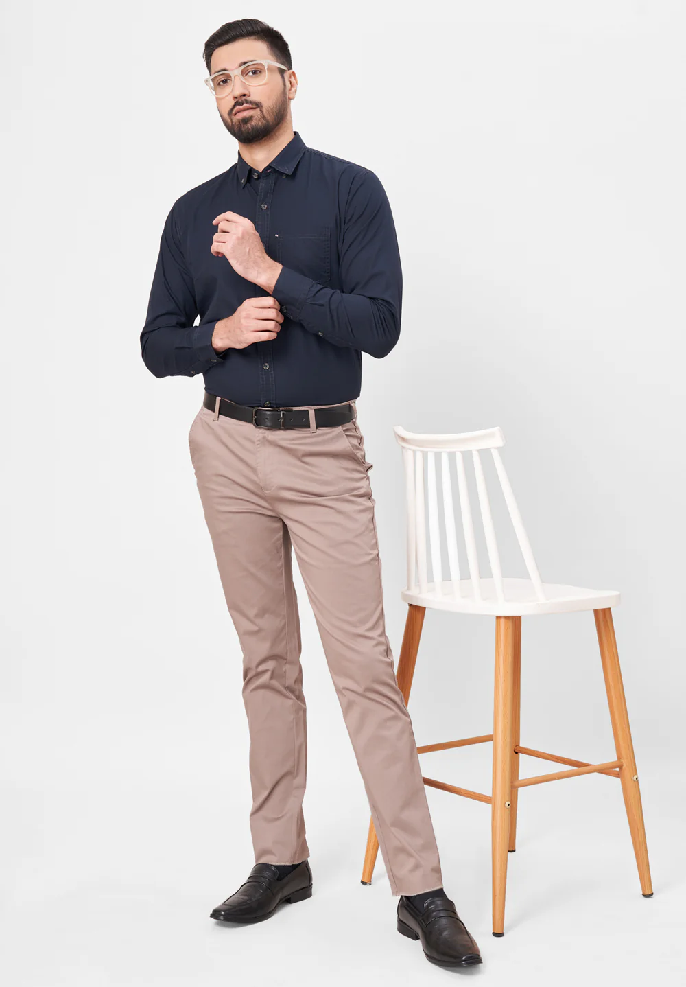 Men Blue Slim Fit Formal Shirt - Image 4