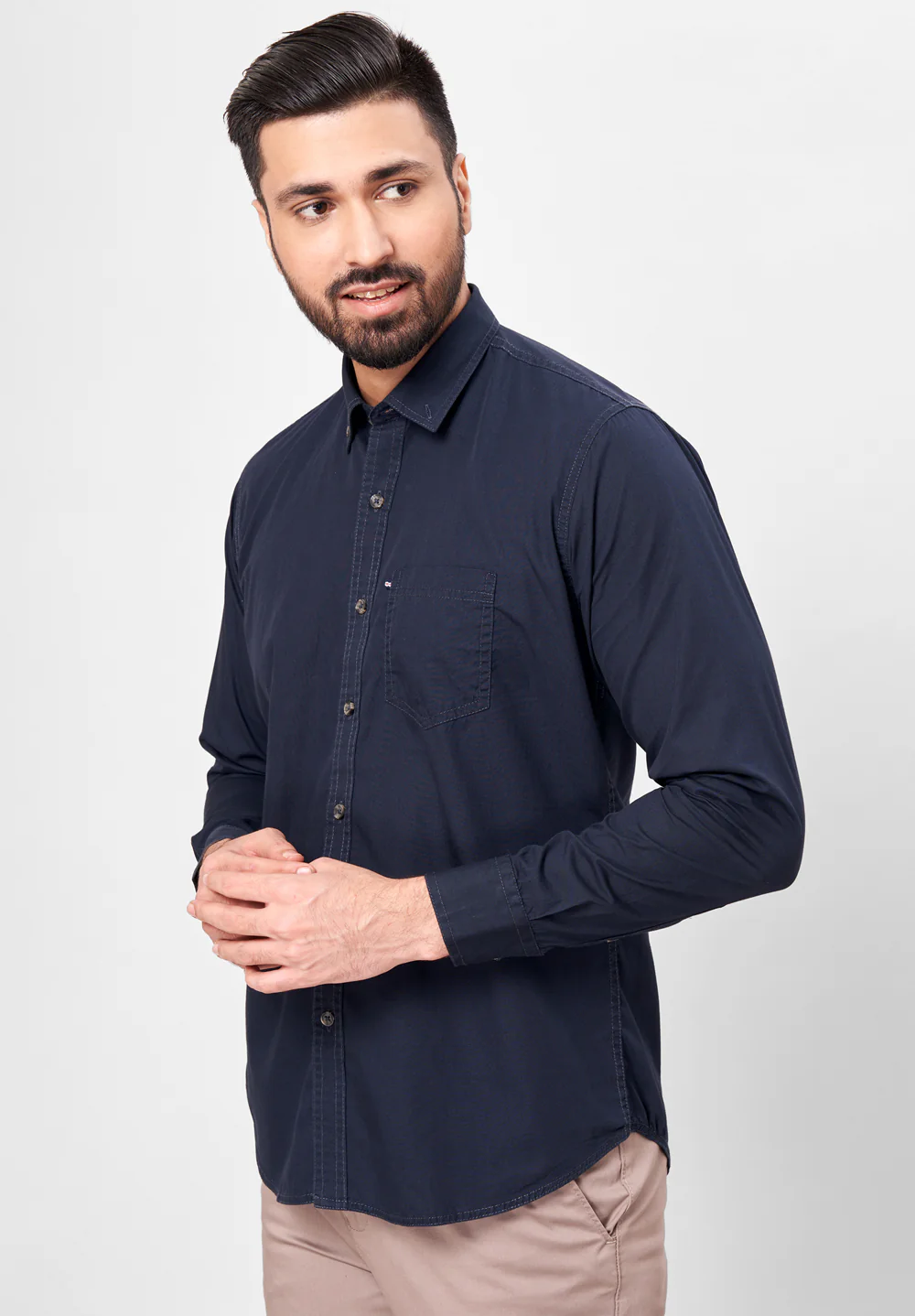 Men Blue Slim Fit Formal Shirt - Image 5